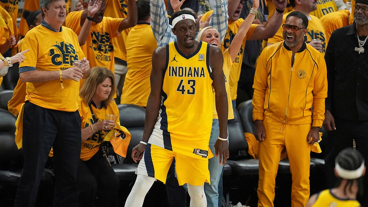 Pascal Siakam celebrates on court