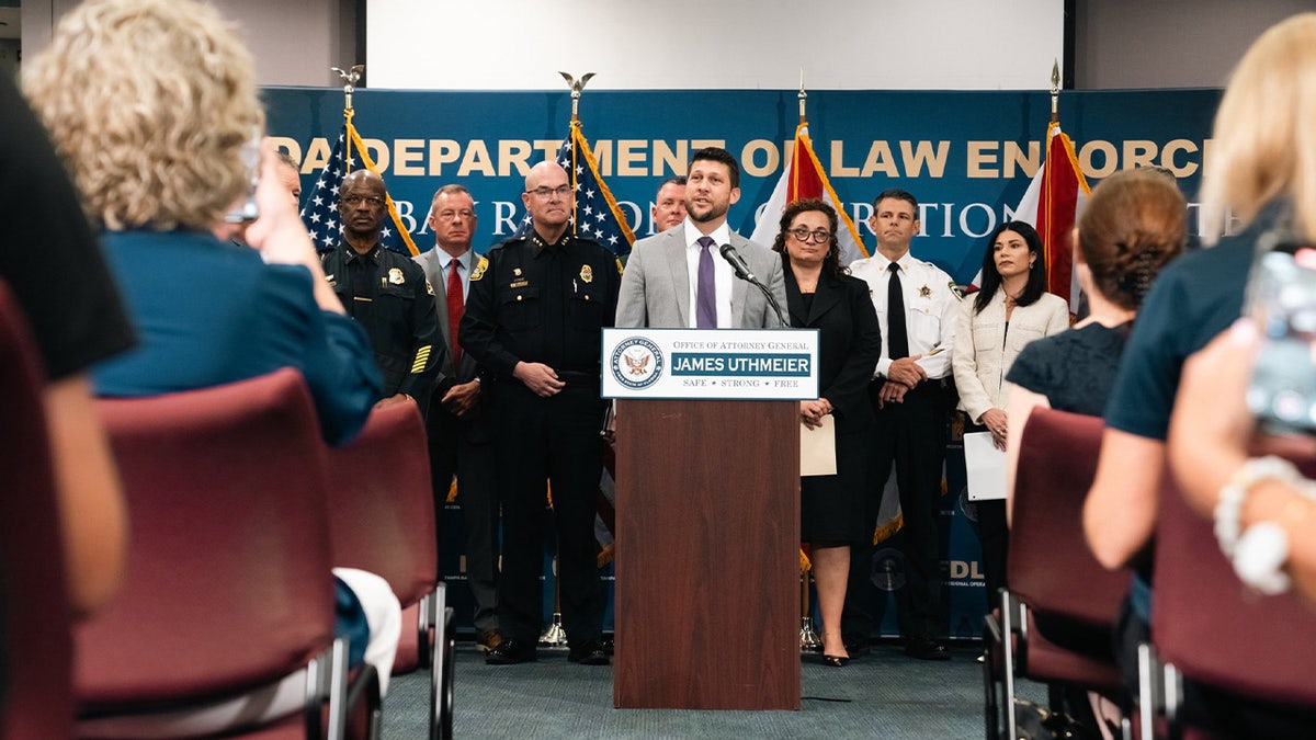 Florida Attorney General James Uthmeier speaks at a press conference following Operation Dragon Eye.